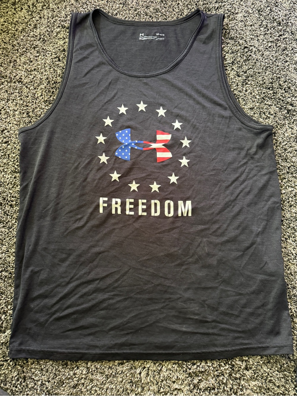 Under Armour USA Black Tank Top with American Flag Logo and FREEDOM Print